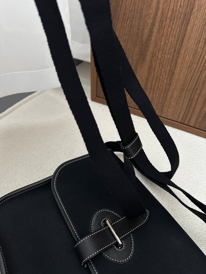 HERMÈS Canvas & Leather Messenger Bag – Rare Black Edition 🖤✨