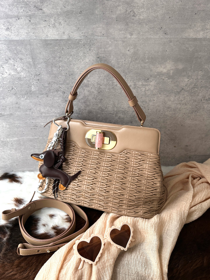 BVLGARI Marble Turnlock Woven Top Handle Bag 💖｜Marble Clasp × Original Strap × Near-Pristine Condition
