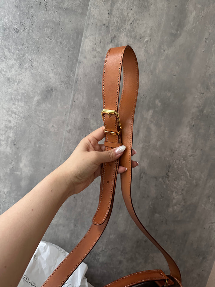 CELINE Double Pocket Messenger Bag with Gold Ring – Macadam Canvas × British School Charm