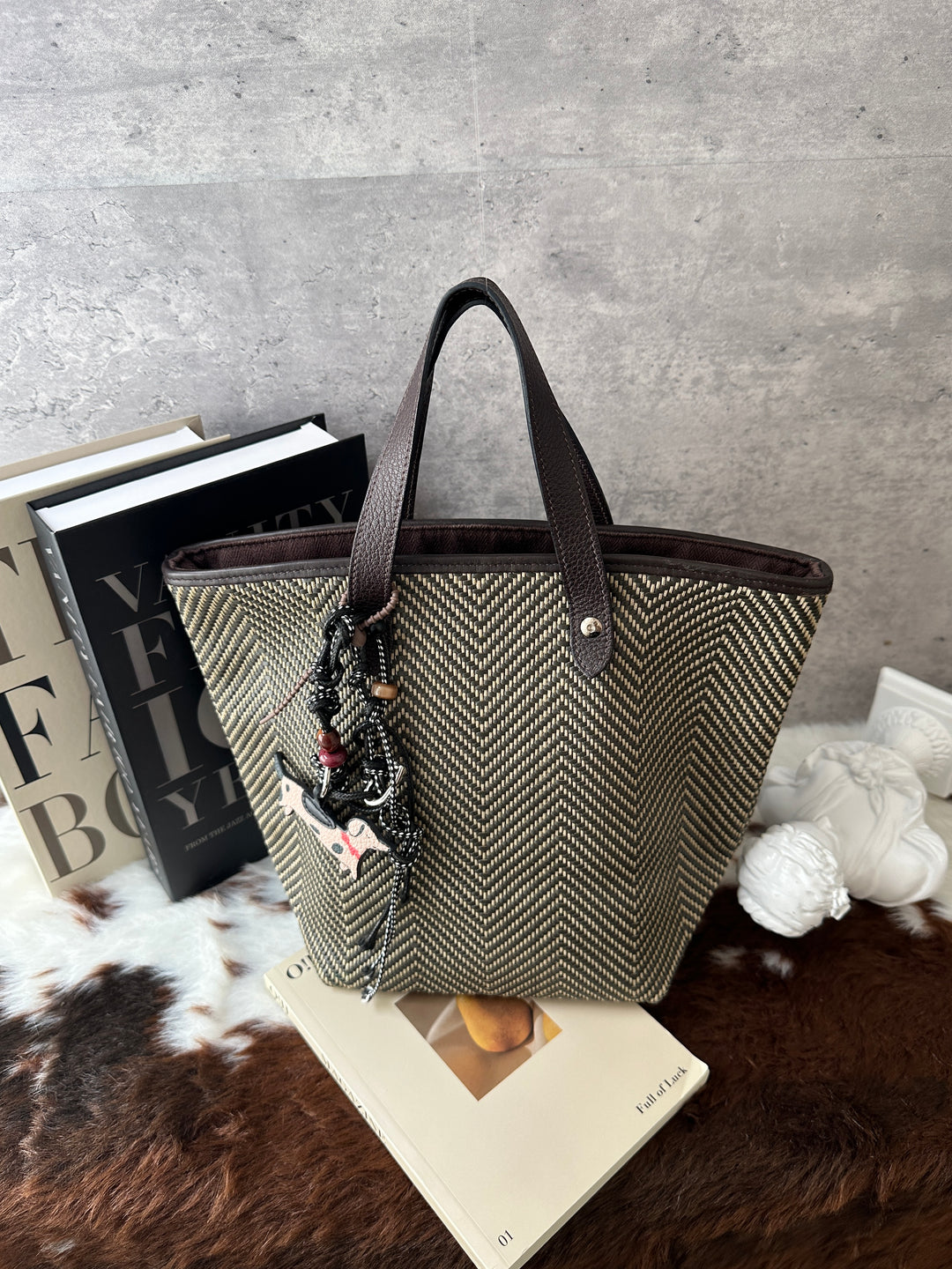 HERMÈS Colourblock Woven Leather Tote Bag 🤎｜Lightweight Daily Tote × Textured Weave × Clean Condition