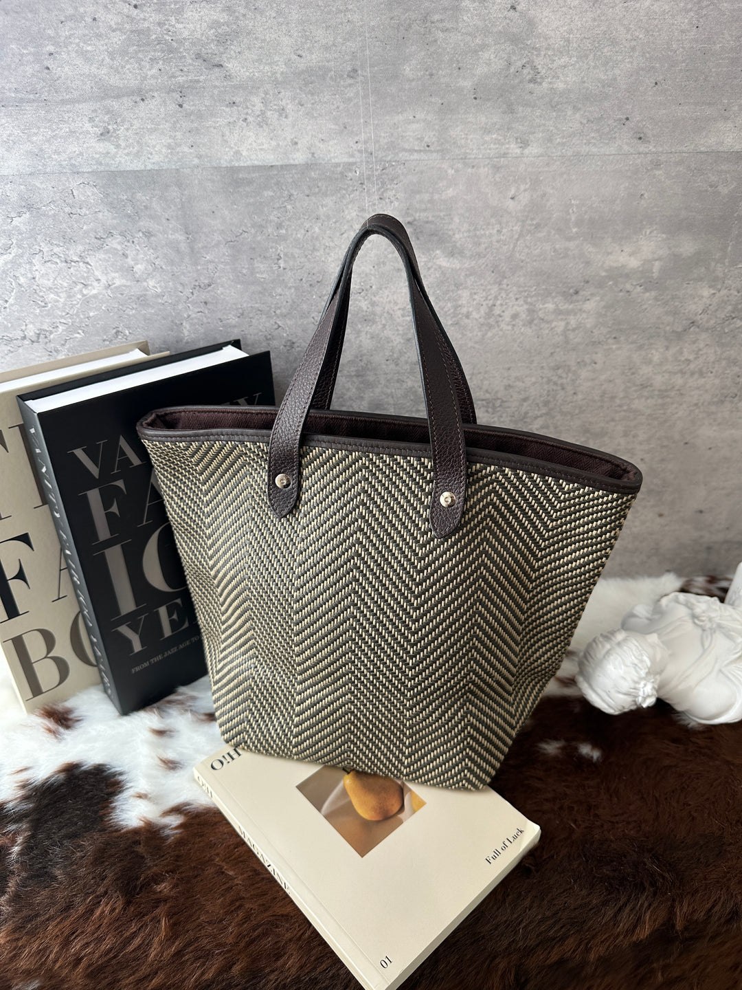 HERMÈS Colourblock Woven Leather Tote Bag 🤎｜Lightweight Daily Tote × Textured Weave × Clean Condition