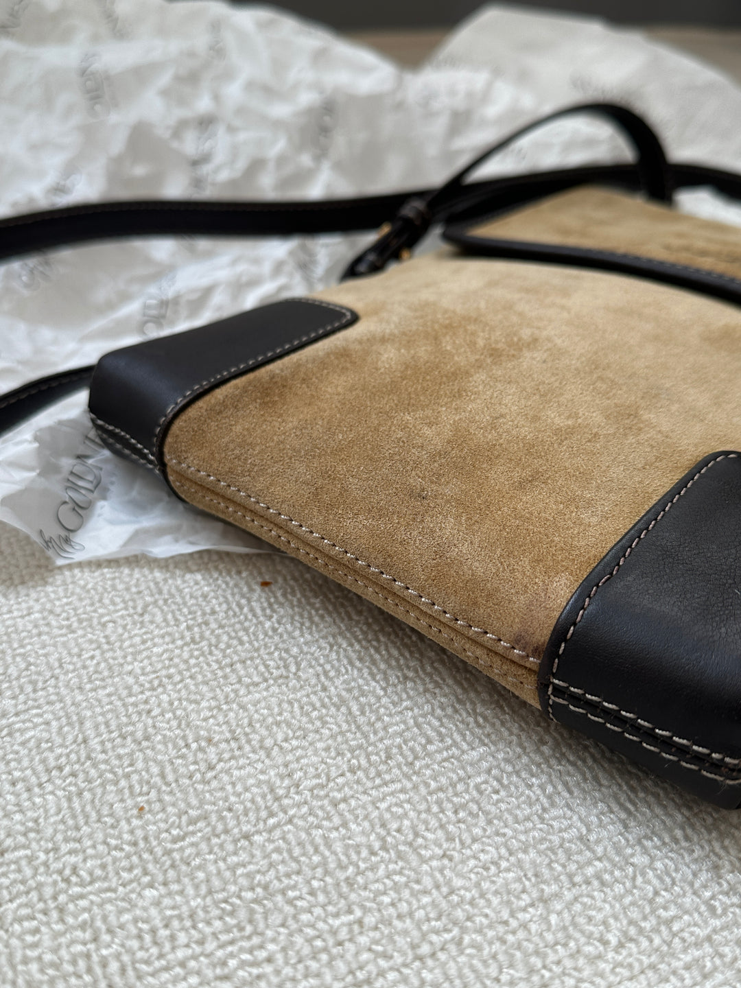 LOEWE Suede “Biscuit” Crossbody Bag – Vintage Brown 🤎✨