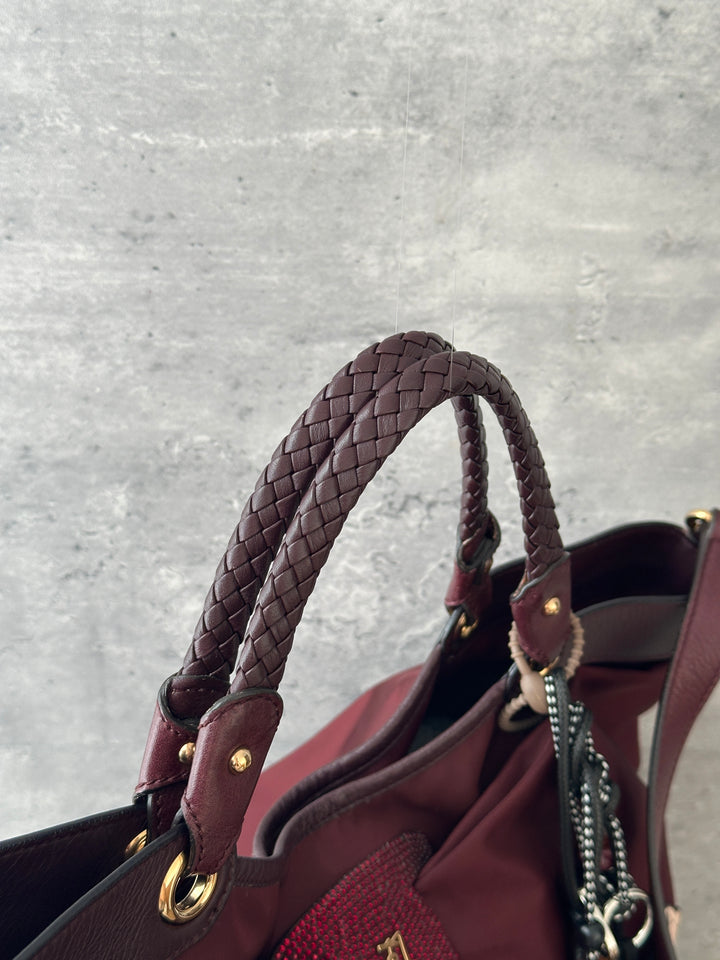 Ferragamo Bow Tote 🍷🎀｜Crystal Bow Detail × Original Strap × Lightweight Design