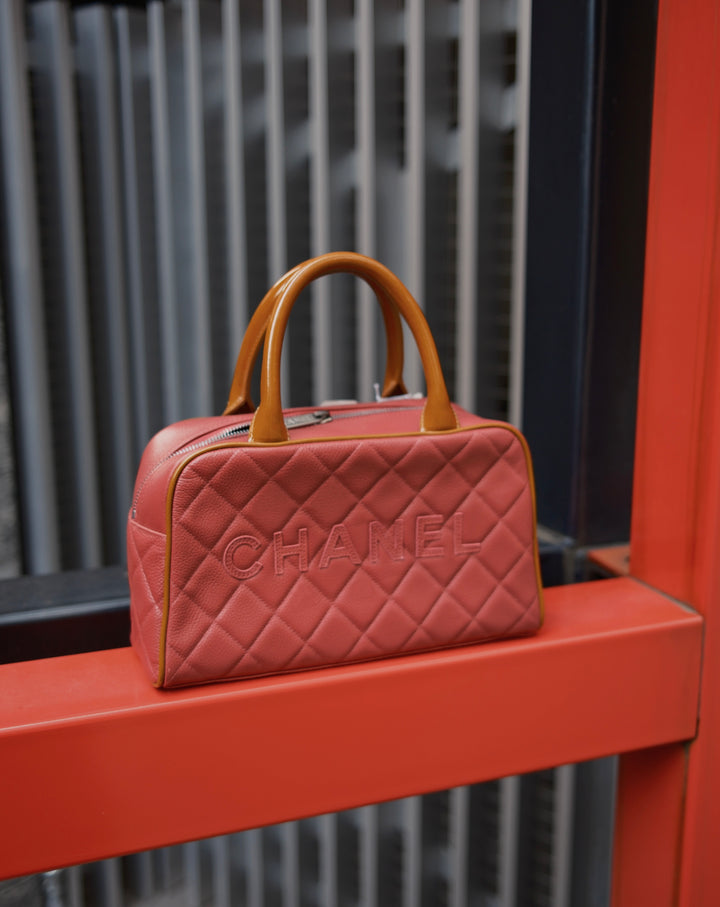 CHANEL Mini Quilted Bowling Bag 💕｜Pink Quilted Leather × Card &amp; Sticker × Practical Mini Size