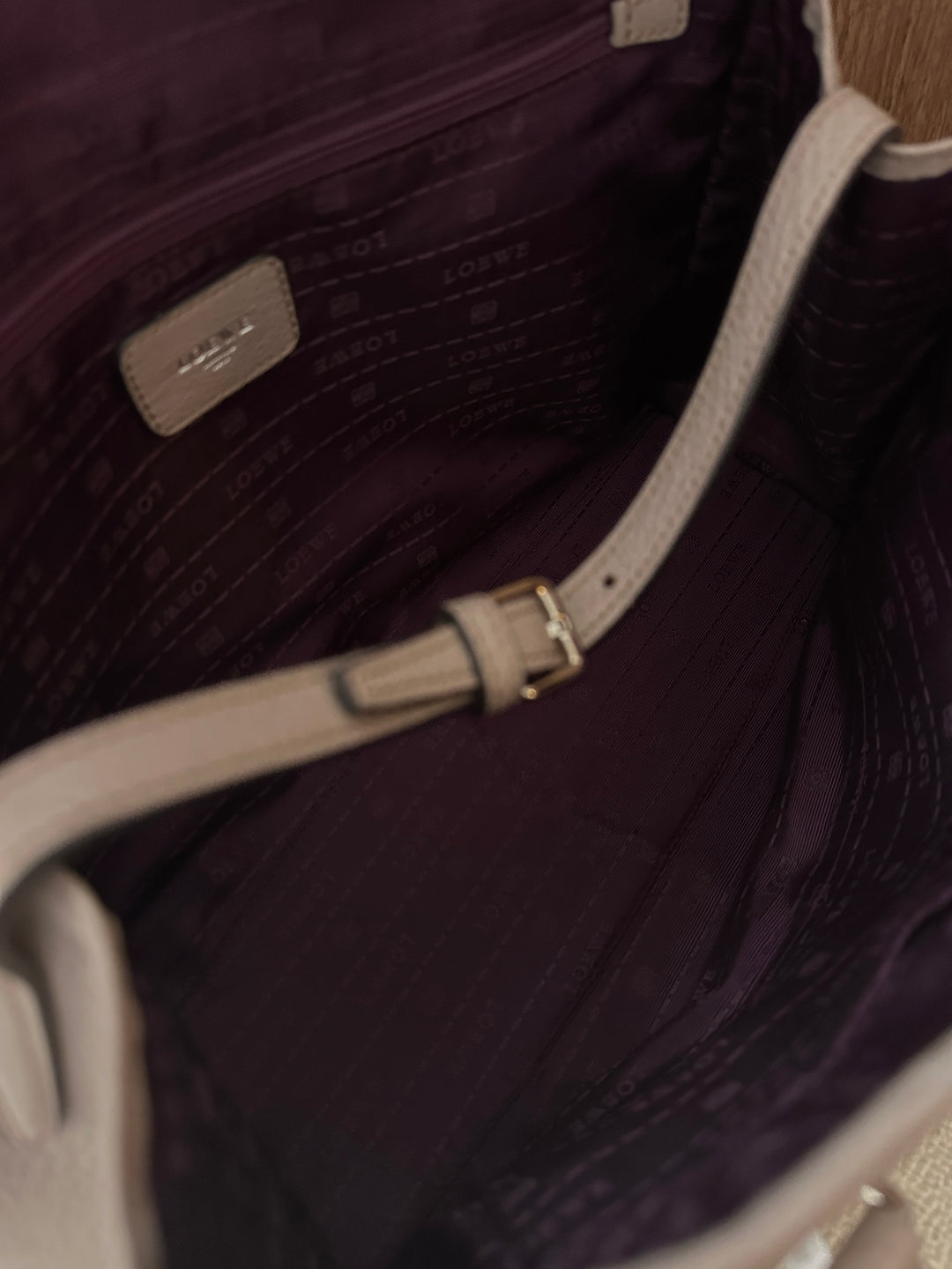 LOEWE Turn Lock Tote Bag – Taupe Leather with Silver Logo 🩶✨
