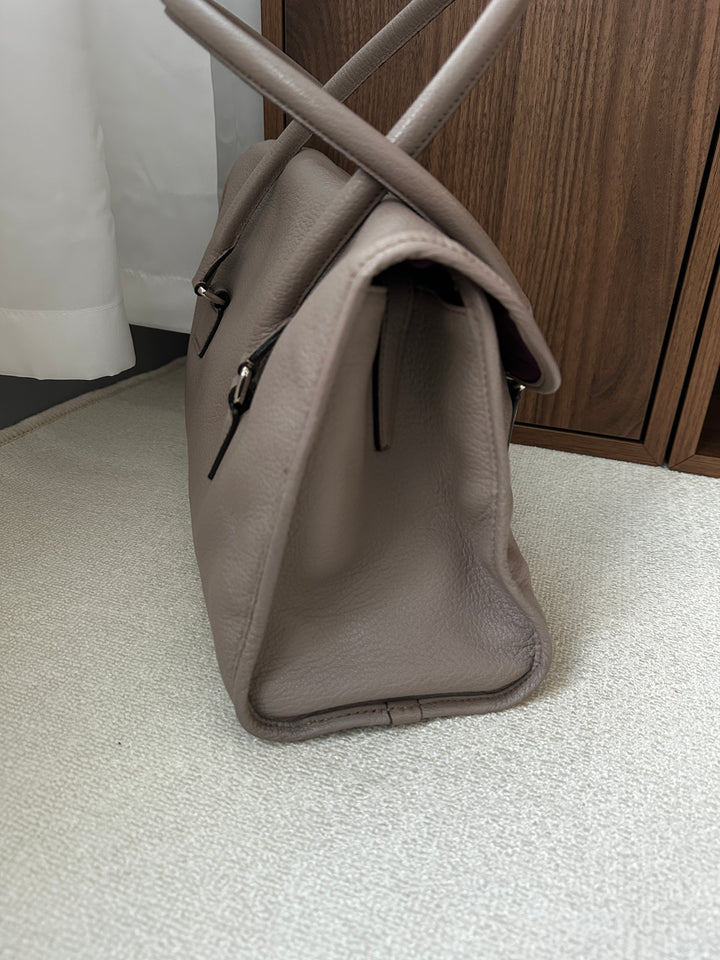 LOEWE Turn Lock Tote Bag – Taupe Leather with Silver Logo 🩶✨