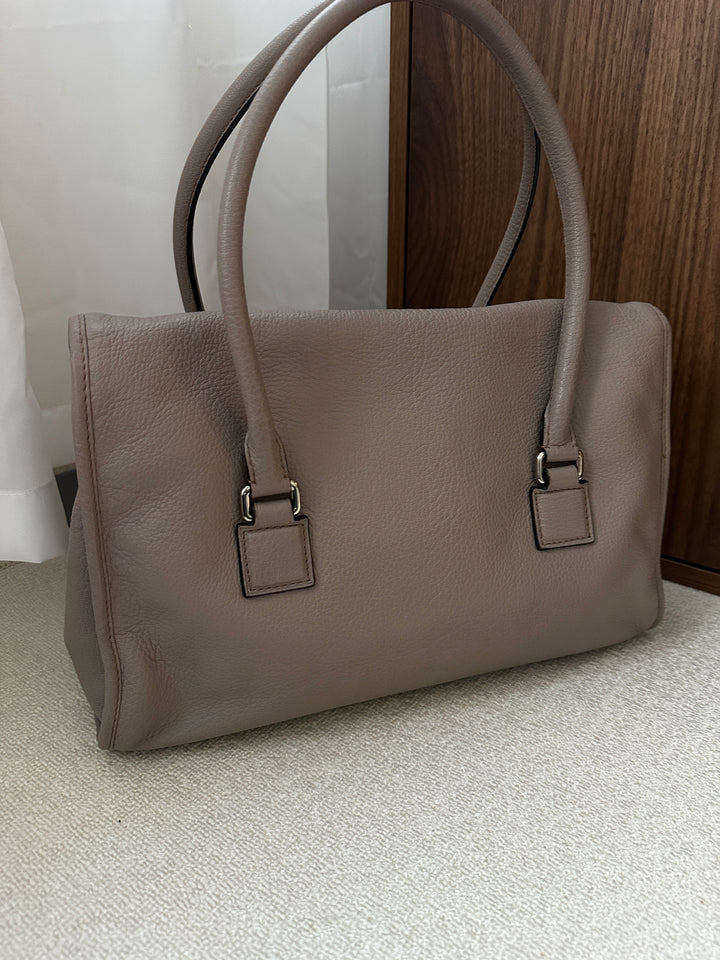 LOEWE Turn Lock Tote Bag – Taupe Leather with Silver Logo 🩶✨