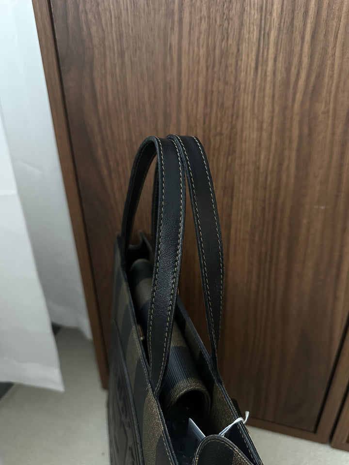FENDI Striped PVC & Leather Tote Backpack – Iconic Black Brown 🖤✨