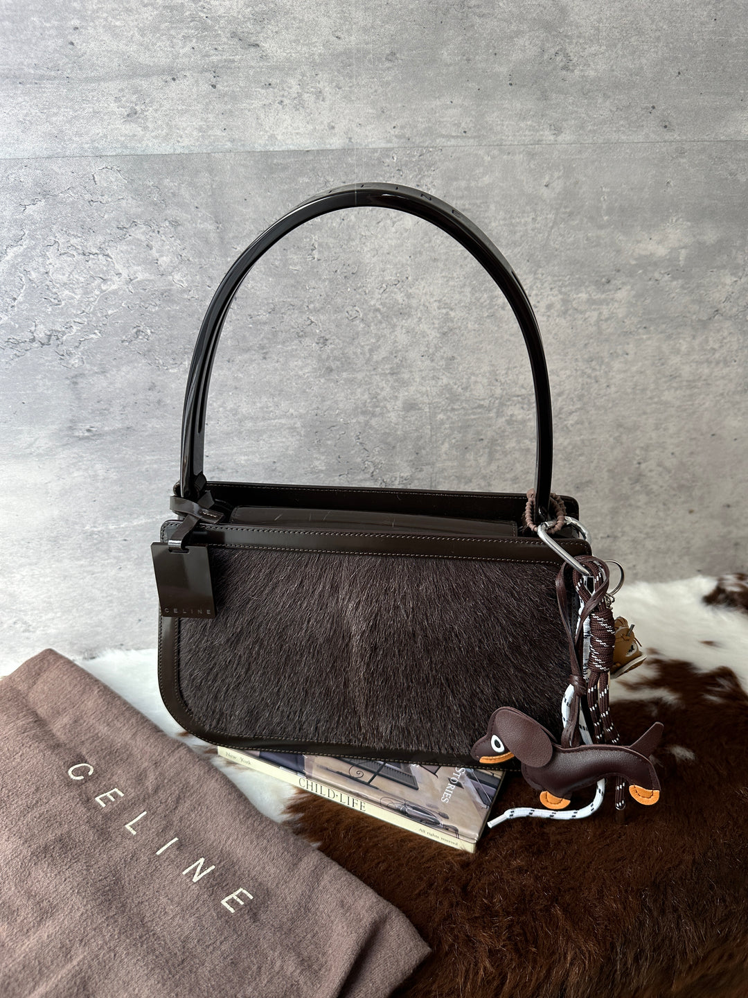 CELINE Vintage Pony Hair Hobo Bag 🤎｜Full Set × Logo Tag × Structured Vintage Shape