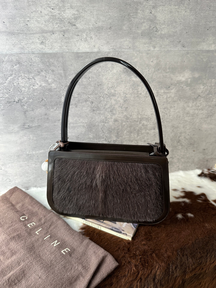CELINE Vintage Pony Hair Hobo Bag 🤎｜Full Set × Logo Tag × Structured Vintage Shape