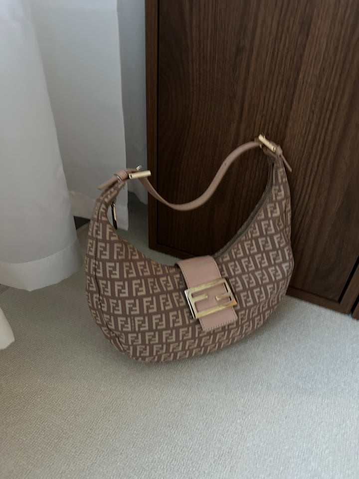 FENDI Zucca Half-Moon Hobo – Dusty Rose Monogram ✨🌹