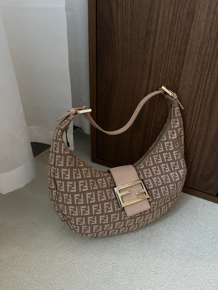 FENDI Zucca Half-Moon Hobo – Dusty Rose Monogram ✨🌹