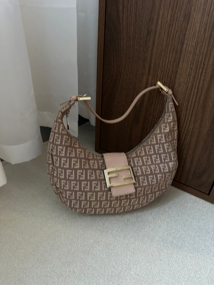 FENDI Zucca Half-Moon Hobo – Dusty Rose Monogram ✨🌹