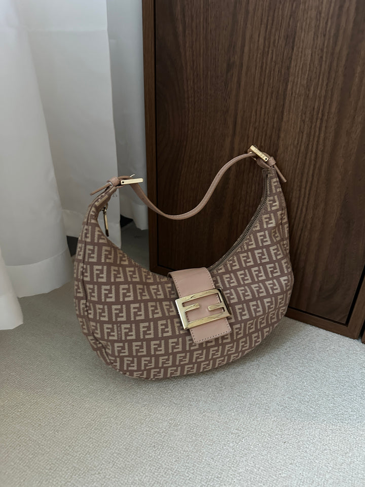 FENDI Zucca Half-Moon Hobo – Dusty Rose Monogram ✨🌹