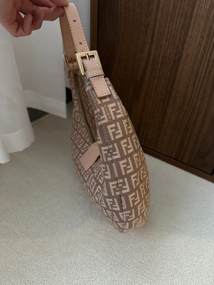 FENDI Zucca Half-Moon Hobo – Dusty Rose Monogram ✨🌹