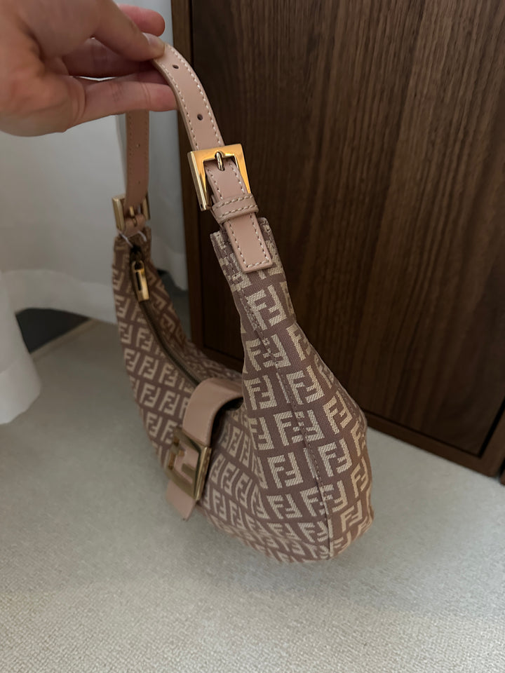 FENDI Zucca Half-Moon Hobo – Dusty Rose Monogram ✨🌹