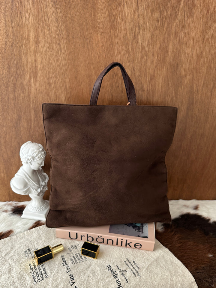 Loewe Brownie Suede Tote Bag 🤎🍫｜Chocolate Suede・Minimalist Anagram Logo・Spacious Everyday