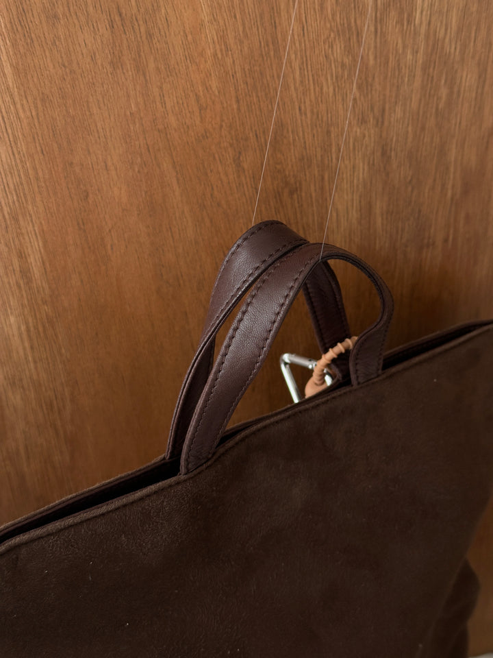Loewe Brownie Suede Tote Bag 🤎🍫｜Chocolate Suede・Minimalist Anagram Logo・Spacious Everyday