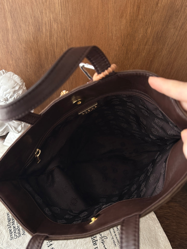 Loewe Brownie Suede Tote Bag 🤎🍫｜Chocolate Suede・Minimalist Anagram Logo・Spacious Everyday
