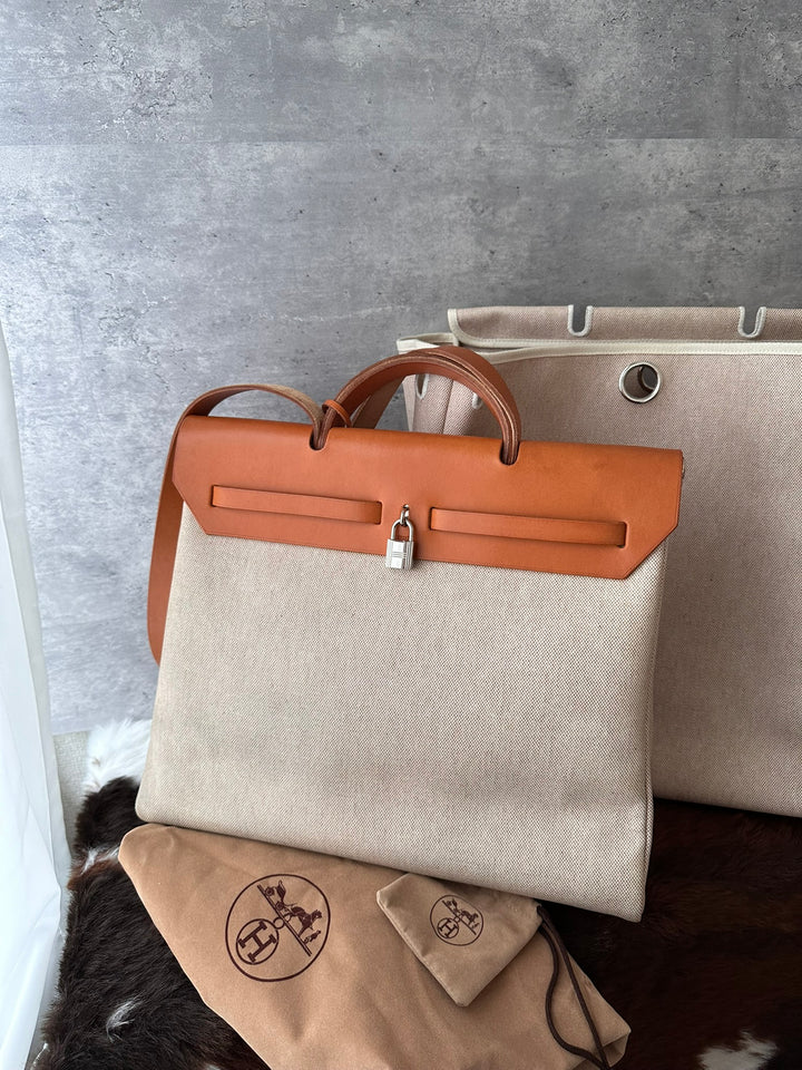 HERMÈS Herbag Canvas Shoulder Bag 🤎｜Full Set × Two Interchangeable Bodies × Laptop-Friendly Capacity