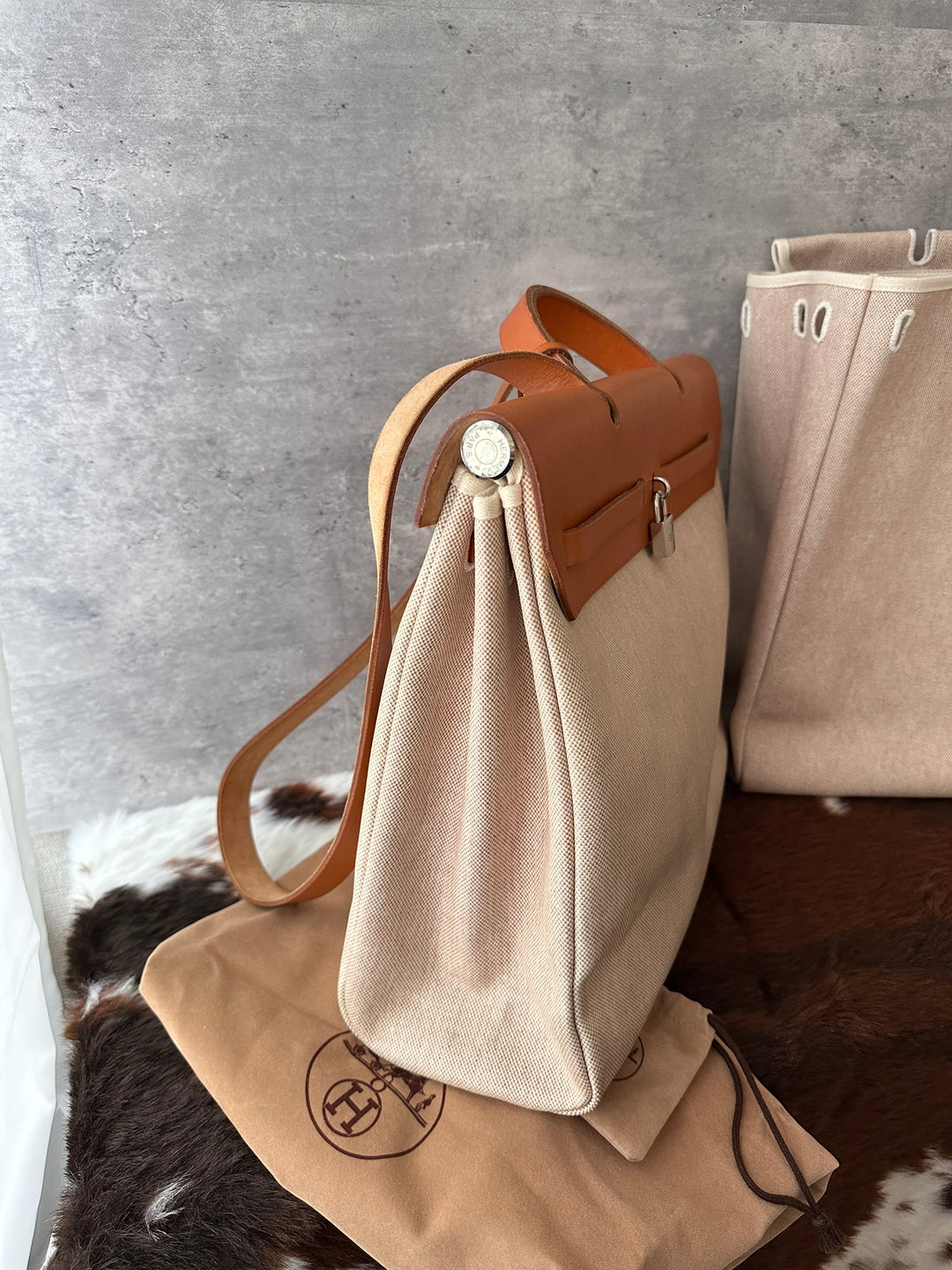 HERMÈS Herbag Canvas Shoulder Bag 🤎｜Full Set × Two Interchangeable Bodies × Laptop-Friendly Capacity