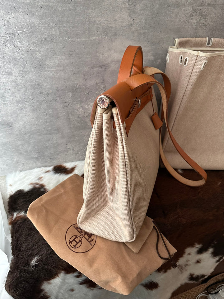 HERMÈS Herbag Canvas Shoulder Bag 🤎｜Full Set × Two Interchangeable Bodies × Laptop-Friendly Capacity