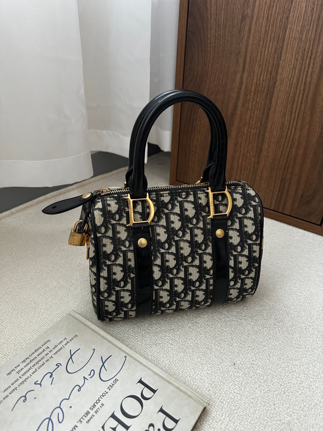 DIOR Mini Boston Bag – Oblique Monogram with Lock 🖤✨