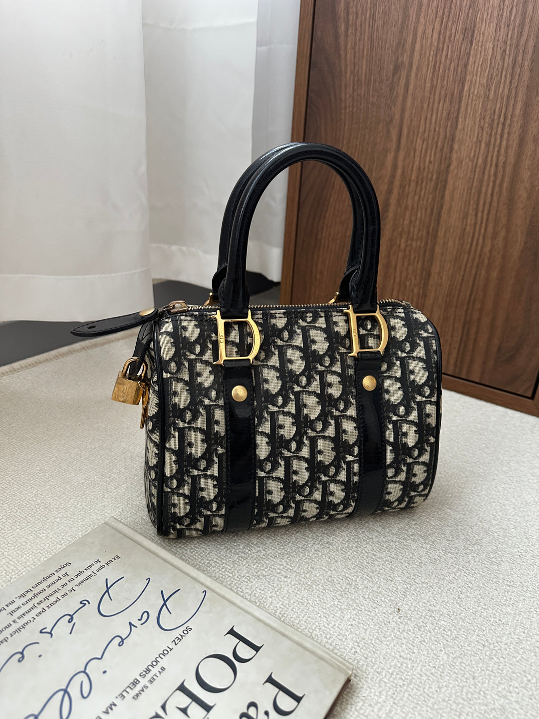 DIOR Mini Boston Bag – Oblique Monogram with Lock 🖤✨