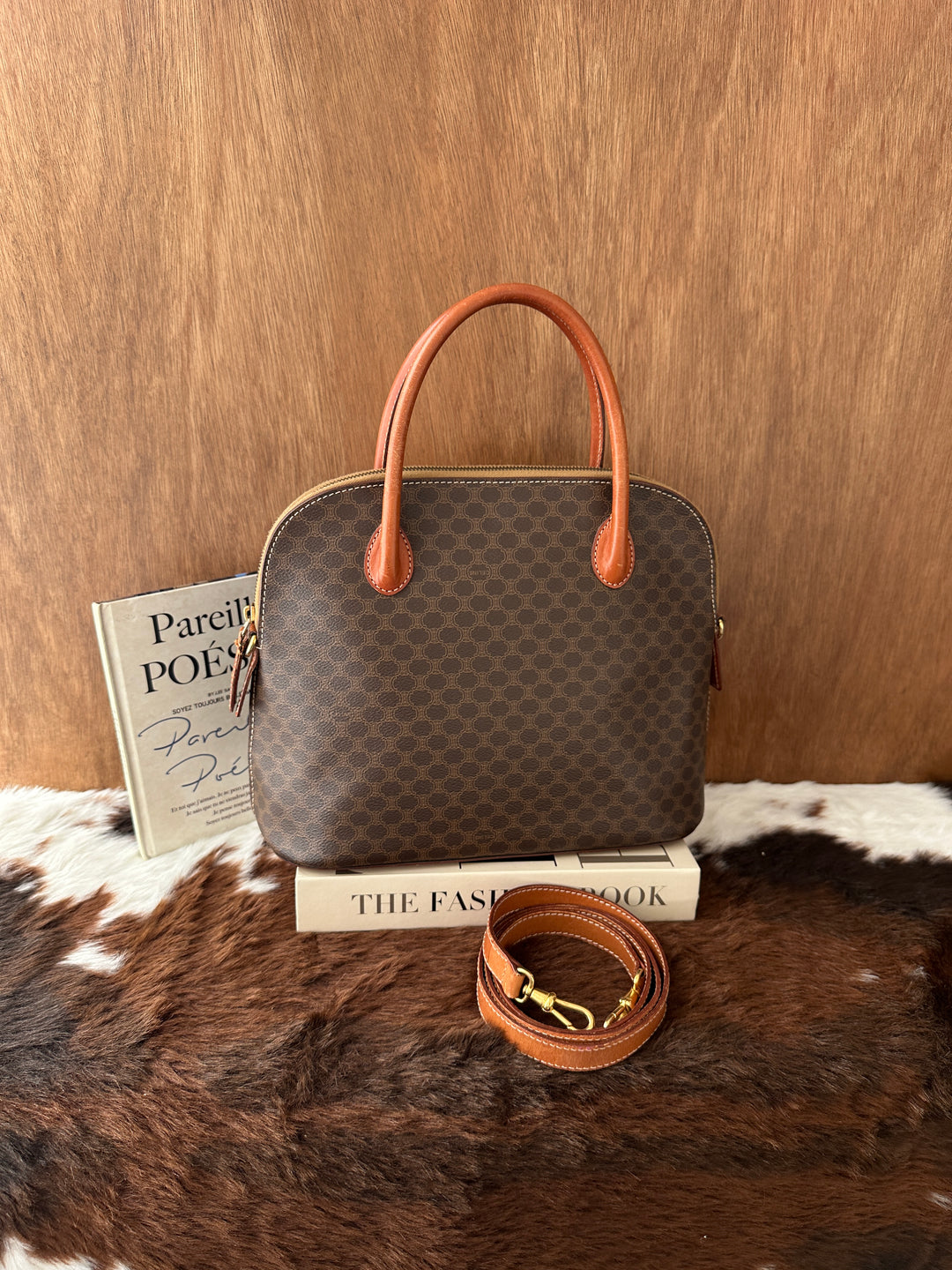 Celine Vintage Macadam Alma Boston Bag 🤎✨｜Iconic Macadam Canvas・Original Shoulder Strap・2-Way Styling