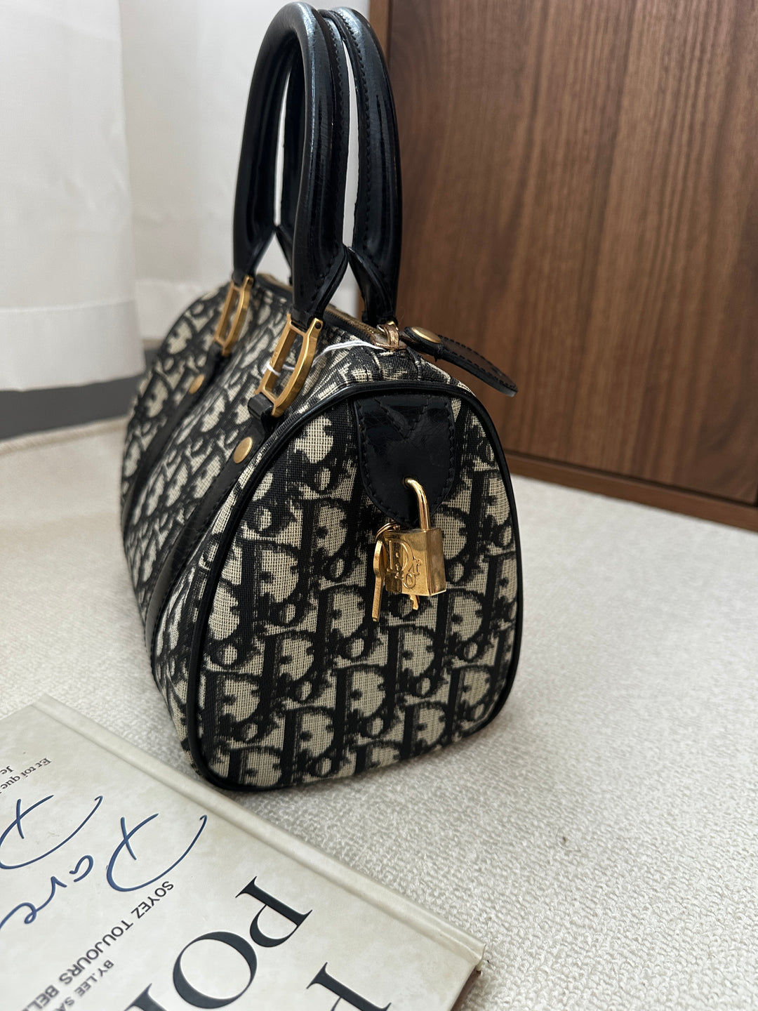 DIOR Mini Boston Bag – Oblique Monogram with Lock 🖤✨