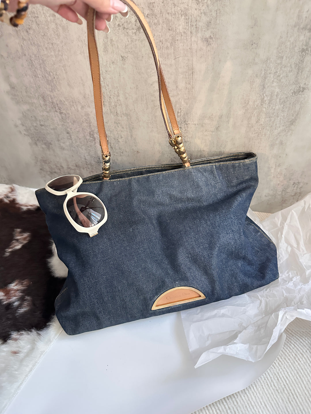 Dior Denim Gold Bead Tote 💙 | Casual Luxe with a Parisian Twist