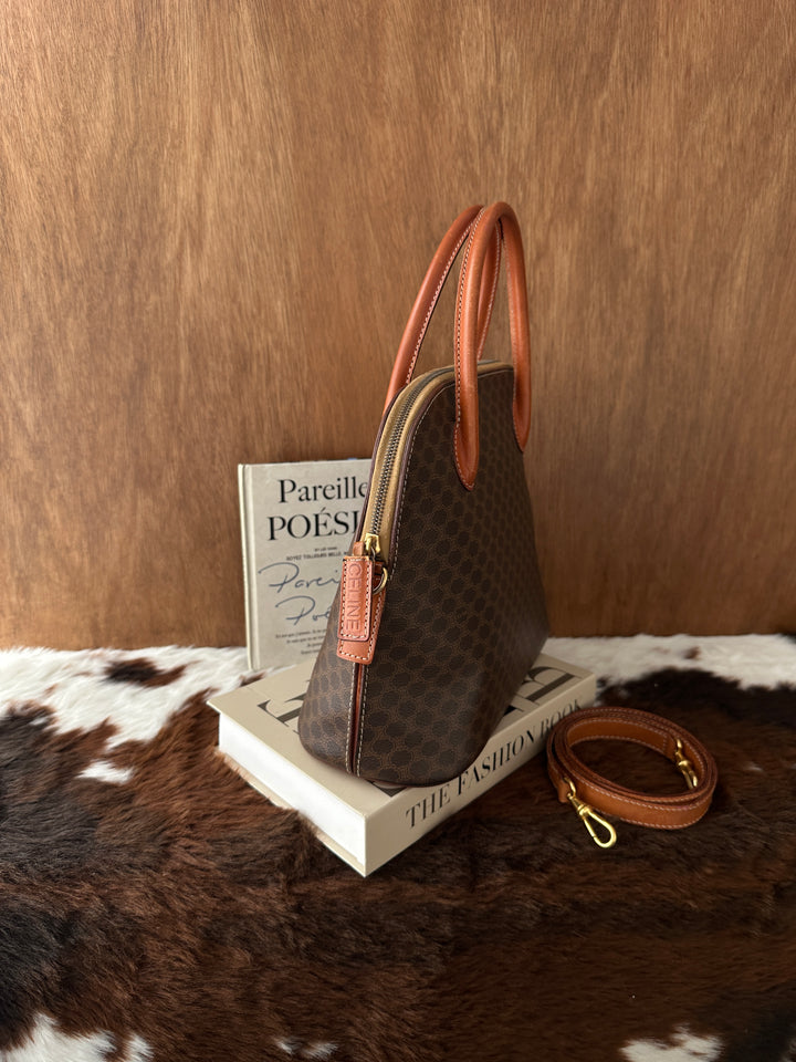 Celine Vintage Macadam Alma Boston Bag 🤎✨｜Iconic Macadam Canvas・Original Shoulder Strap・2-Way Styling