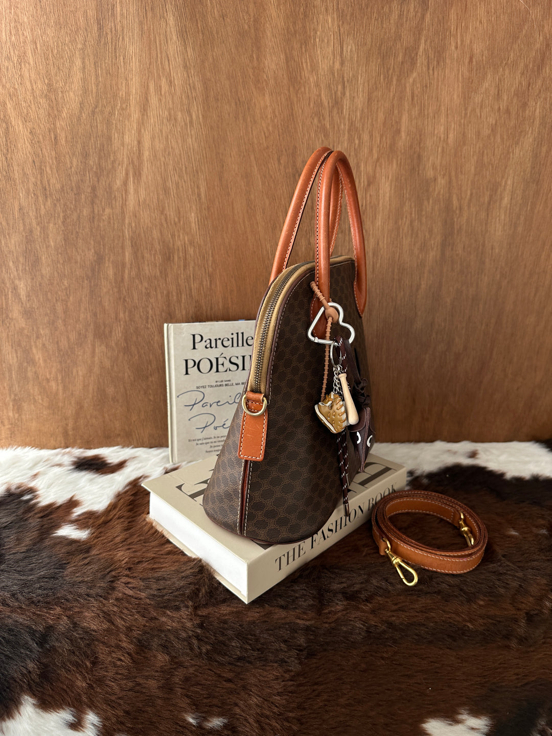 Celine Vintage Macadam Alma Boston Bag 🤎✨｜Iconic Macadam Canvas・Original Shoulder Strap・2-Way Styling