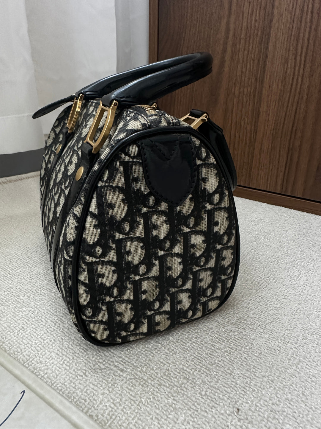 DIOR Mini Boston Bag – Oblique Monogram with Lock 🖤✨