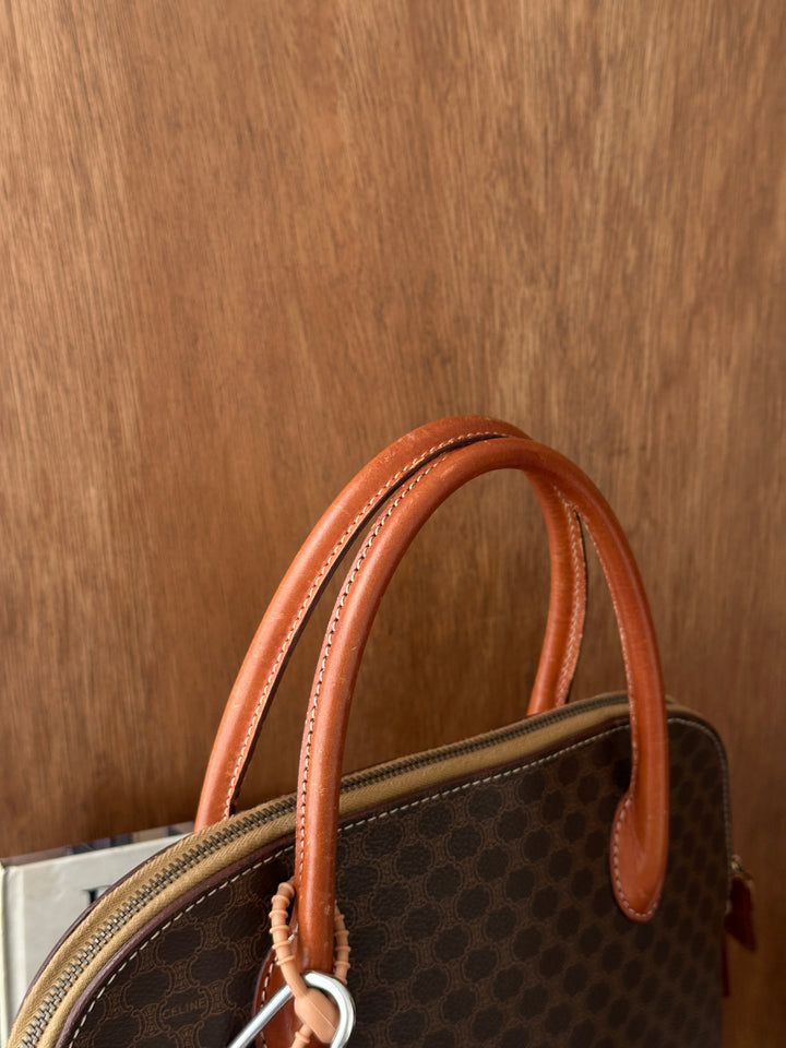 Celine Vintage Macadam Alma Boston Bag 🤎✨｜Iconic Macadam Canvas・Original Shoulder Strap・2-Way Styling