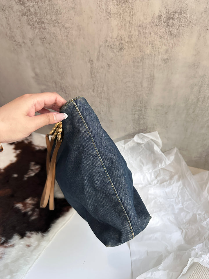 Dior Denim Gold Bead Tote 💙 | Casual Luxe with a Parisian Twist