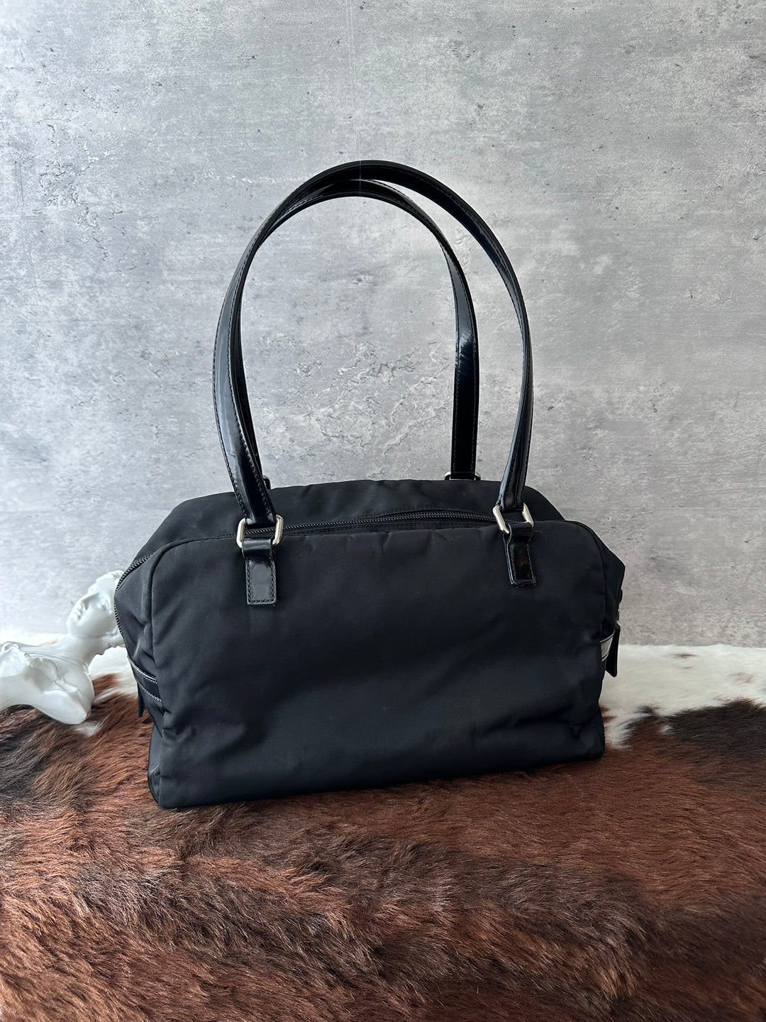 PRADA Small Boston Bag 😻🖤｜Glossy Logo Patch｜Lightweight Nylon｜Perfect Everyday Size