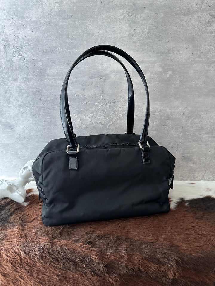 PRADA Small Boston Bag 😻🖤｜Glossy Logo Patch｜Lightweight Nylon｜Perfect Everyday Size