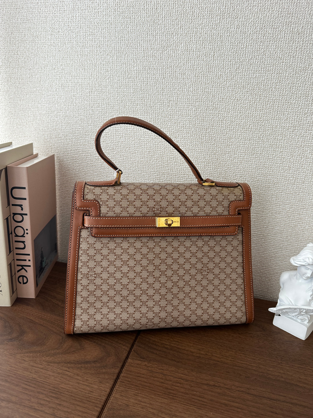 CELINE Vintage Kelly Bag – Triomphe Monogram & Leather 🤎✨