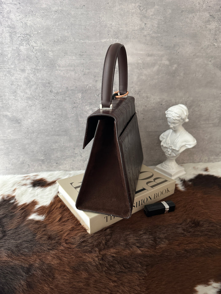 Ferragamo Gancini Embossed Handbag 🤎✨｜Chocolate Brown・Vintage Top Handle・Quiet Luxury