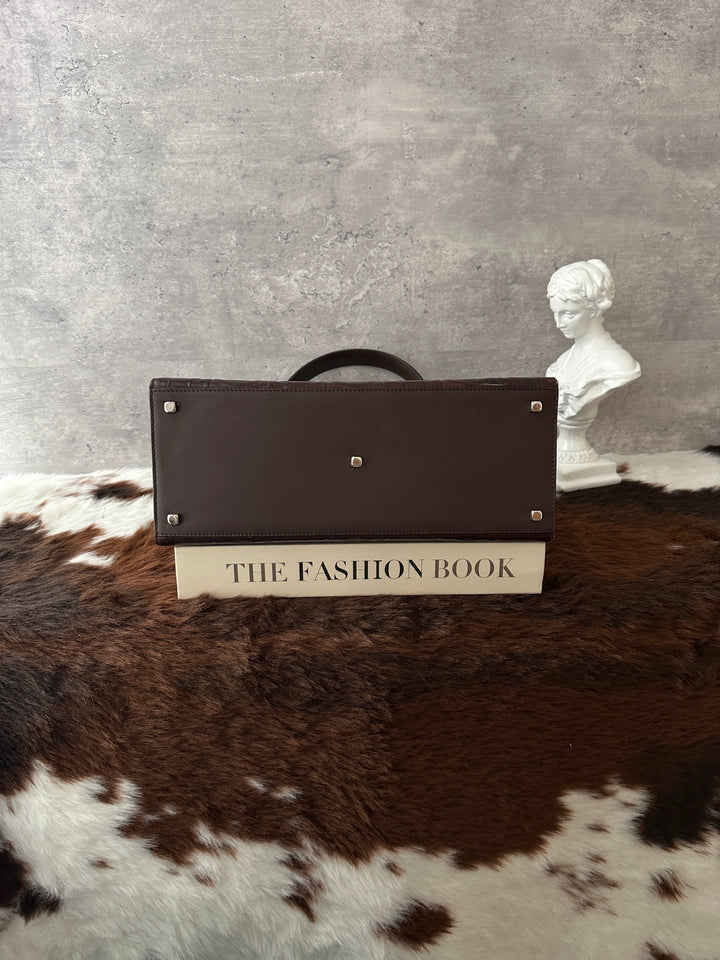 Ferragamo Gancini Embossed Handbag 🤎✨｜Chocolate Brown・Vintage Top Handle・Quiet Luxury
