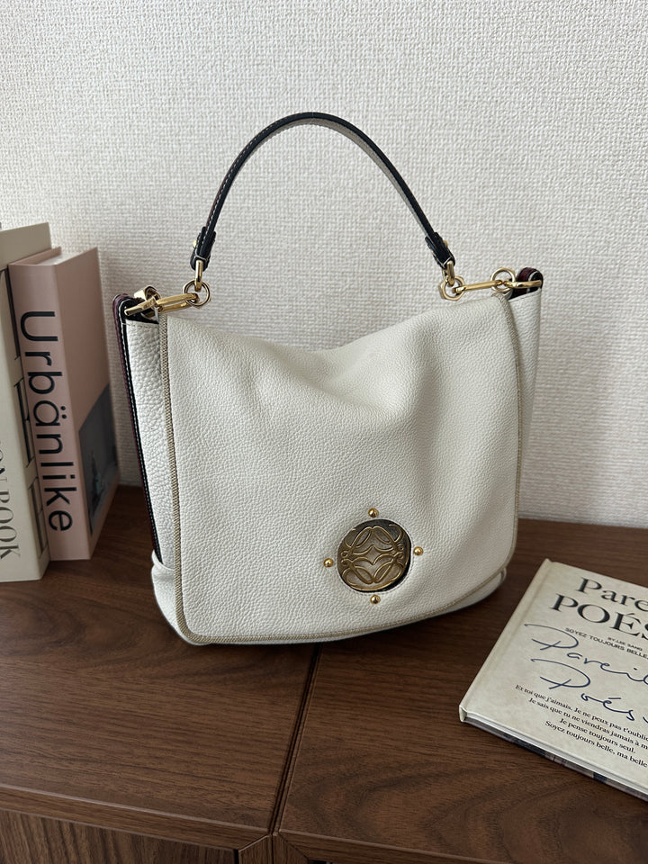 LOEWE Round Logo Hobo – Soft Calfskin Small Size 🤍✨