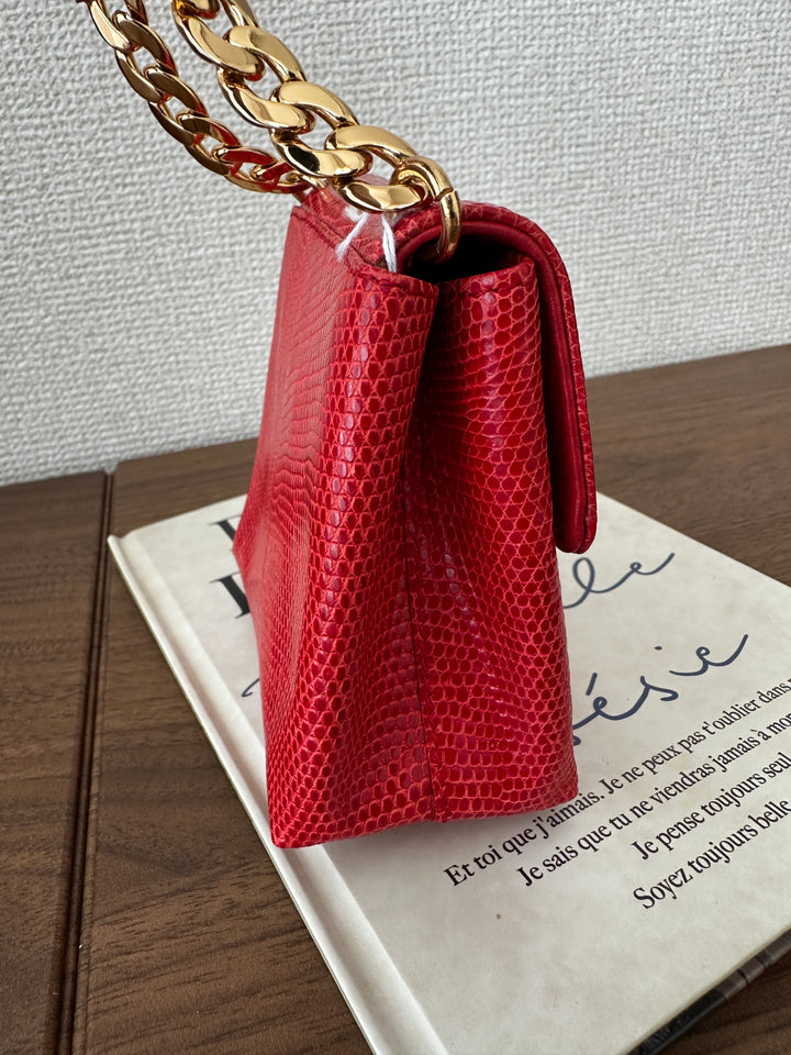 LOEWE Lizard Skin Mini Bag – Red with Gold Lock ❤️✨