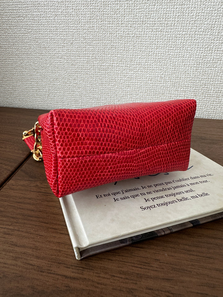 LOEWE Lizard Skin Mini Bag – Red with Gold Lock ❤️✨