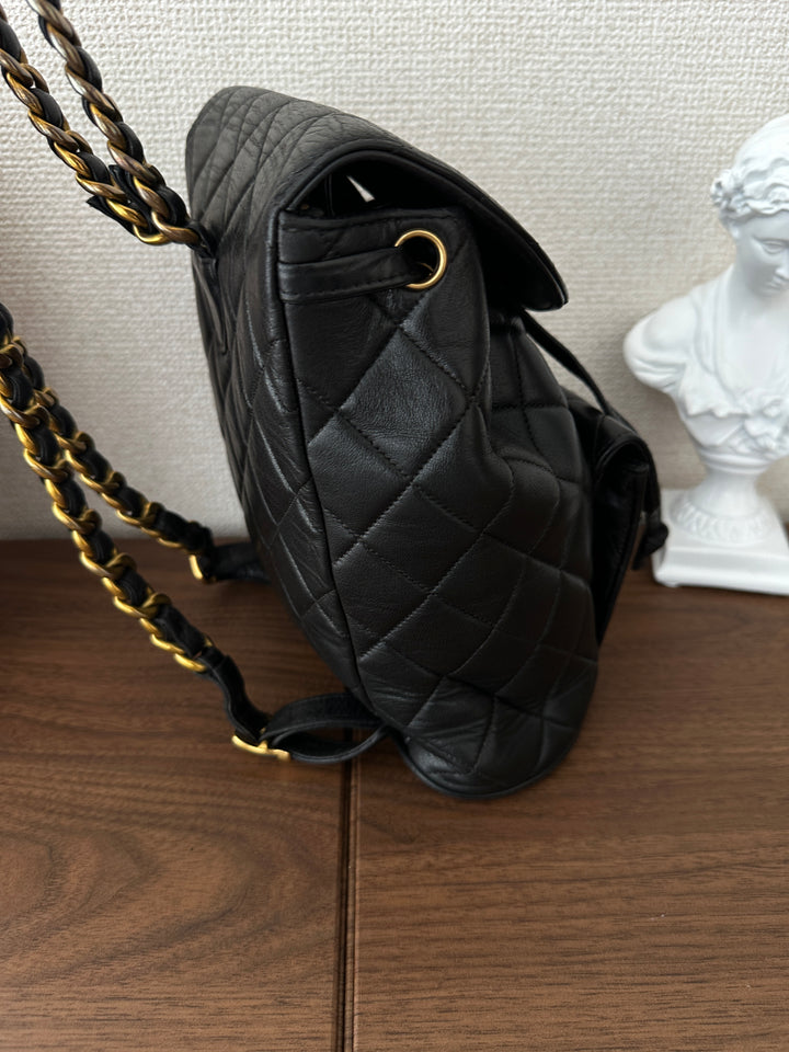 CHANEL Duma Backpack – Black Quilted Lambskin with Gold CC 🖤✨