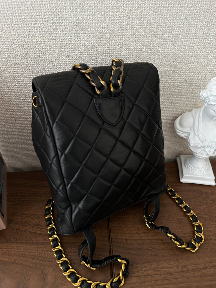 CHANEL Duma Backpack – Black Quilted Lambskin with Gold CC 🖤✨