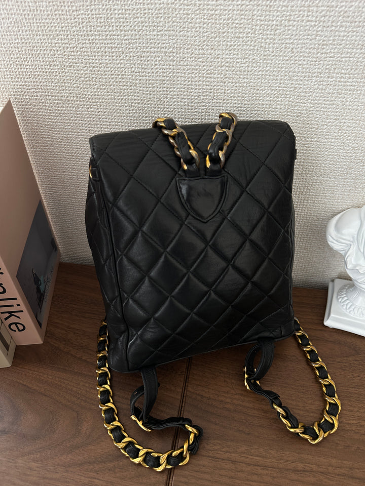 CHANEL Duma Backpack – Black Quilted Lambskin with Gold CC 🖤✨