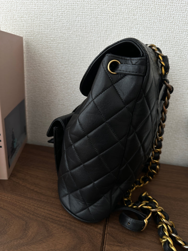 CHANEL Duma Backpack – Black Quilted Lambskin with Gold CC 🖤✨