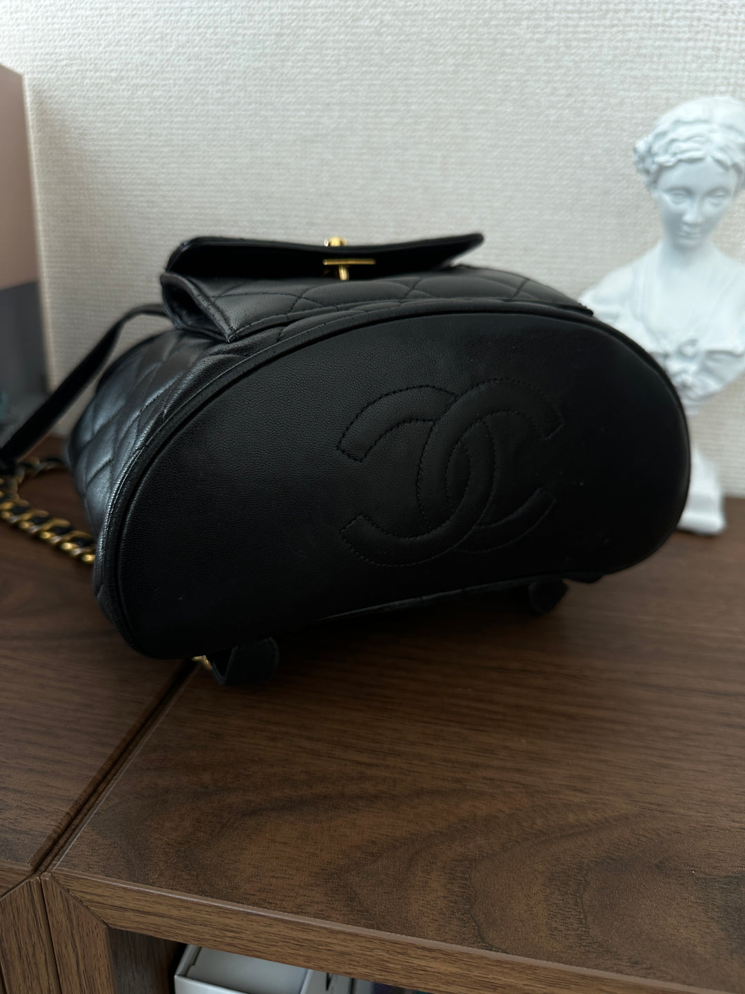 CHANEL Duma Backpack – Black Quilted Lambskin with Gold CC 🖤✨