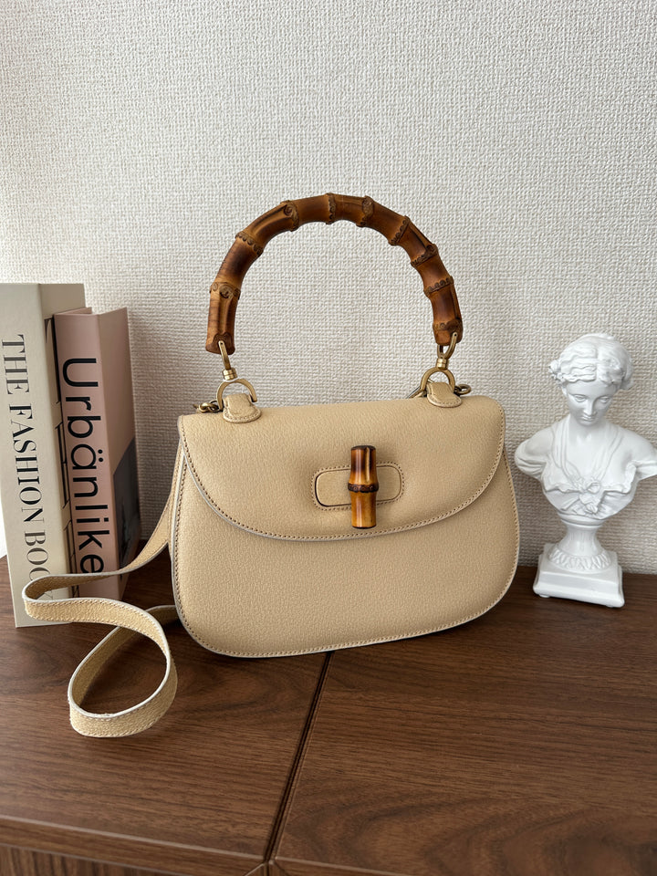 Gucci Bamboo Almond Milk Top Handle Bag 🤍✨